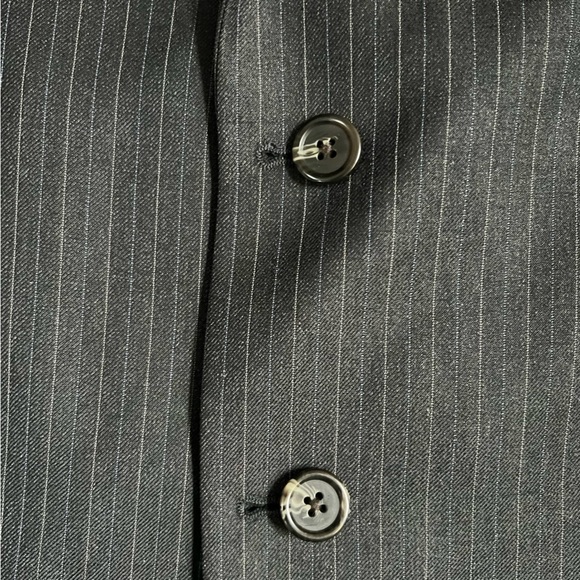 LAUREN RALPH LAUREN BLACK PINSTRIPE WOOL SUIT JACKET SIZE MEDIUM - Picture 8 of 10